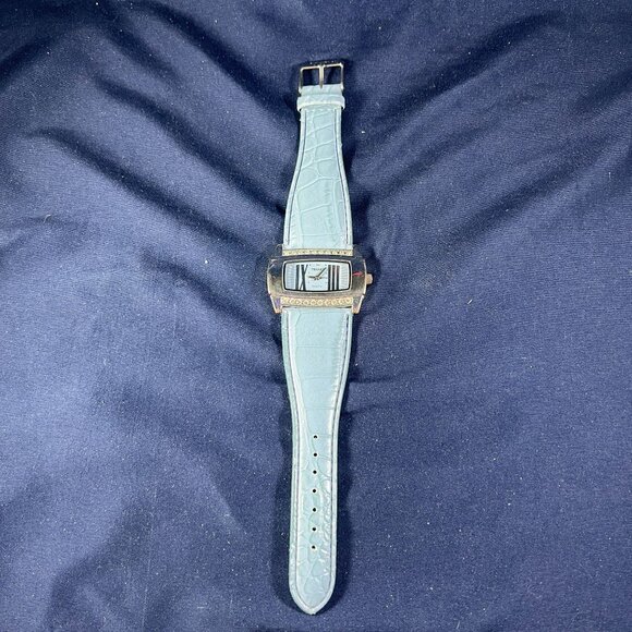 Bijoux Terner Jewelry - Bijoux Terner Womens Quartz Watch With Light Blue Croc-Embossed Band & Rhineston